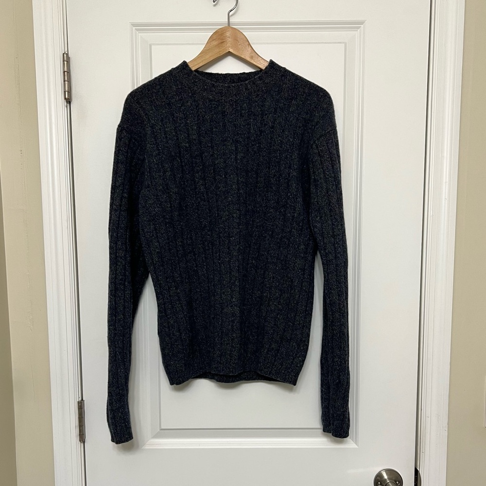 Vintage Oversized Navy Blue Ribbed Wool Sweater
